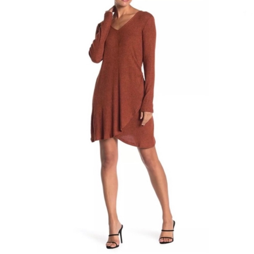 New Good Luck Gem Side Wrap Solid Knit Dress - image 1